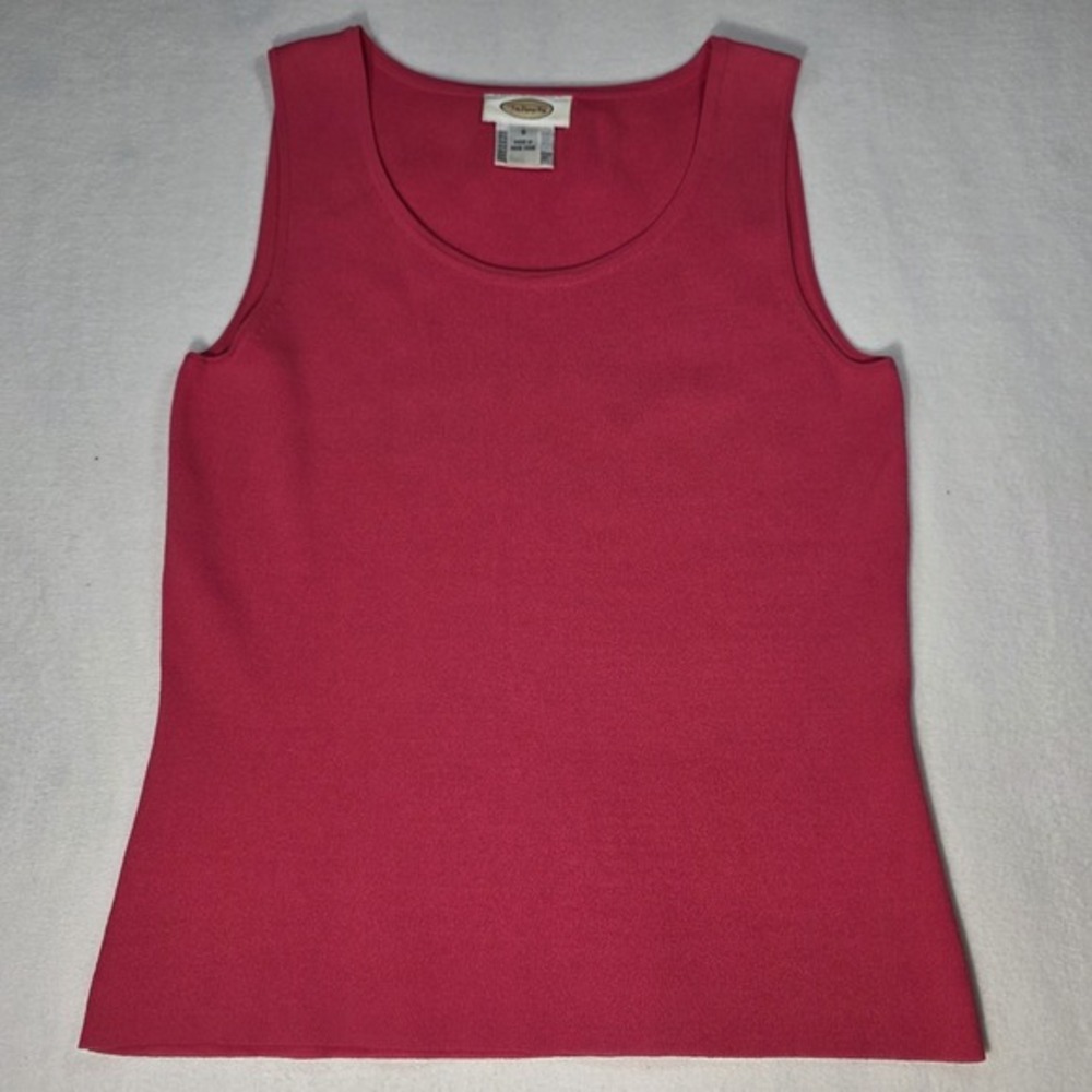 Vintage Made In Hong Kong Talbots Silk Blend Fuchsia Pink Ribbed Tank Top